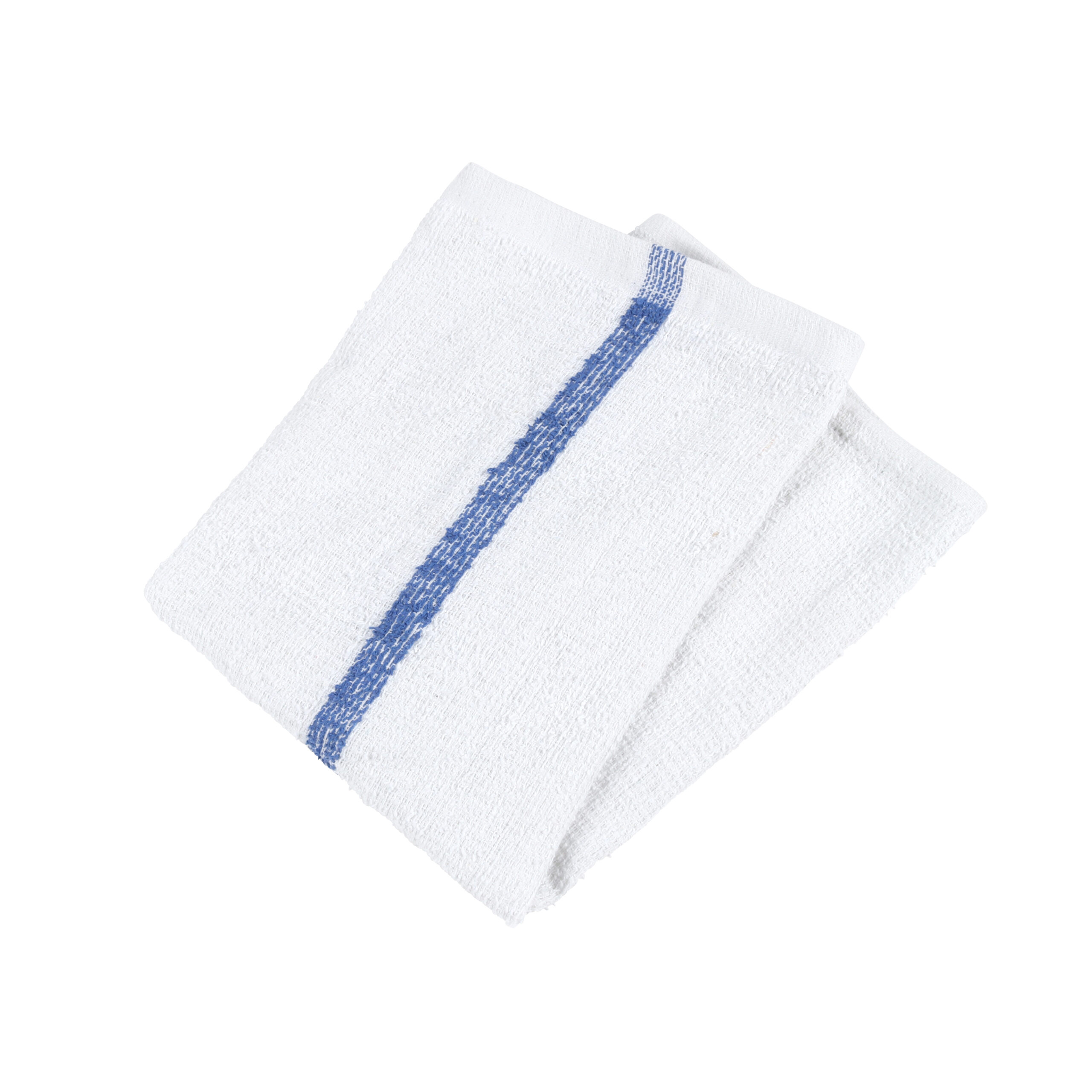 Choice 16 x 19 Blue Striped 32 oz. Cotton Bar Towels in Bulk