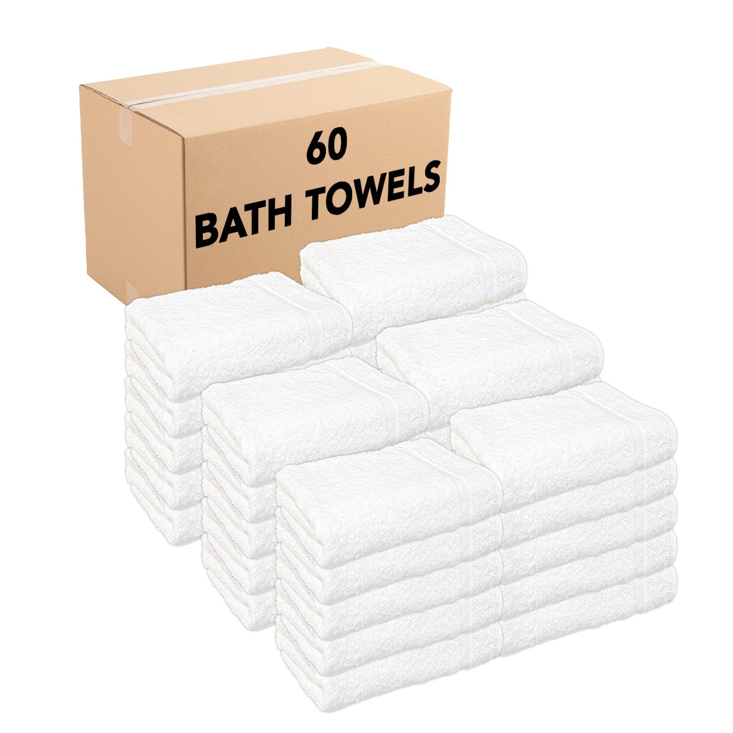 Towels N More - 12 Pack 22x44 Soft Gym Towels/Small Bath Towels White 100%  Ring Spun Loops - Home Essentials Lightweight Bathroom Towels Set - Ideal